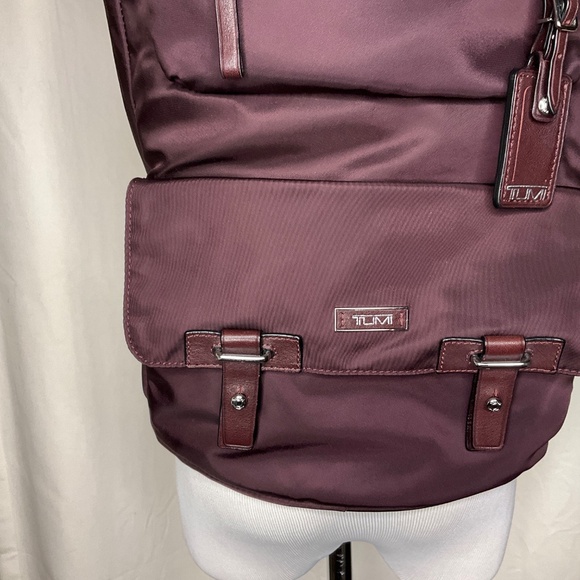 TUMI Voyageur Backpack Burgundy Nylon Leather Trim Travel Work Laptop Bag main image 5